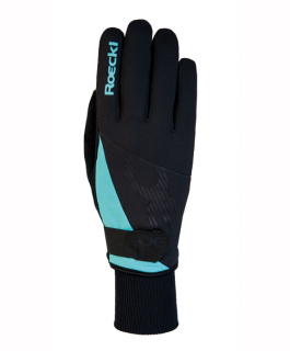 Běžecké rukavice Roeckl Evo Black/Turquis